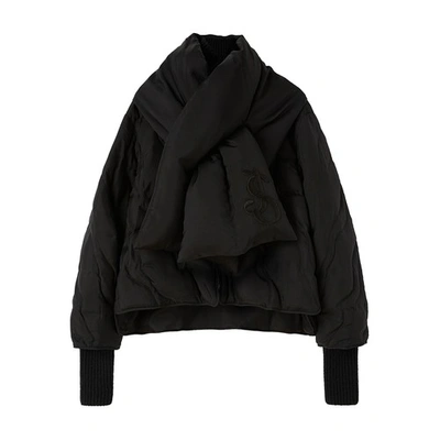 Jil Sander Logo-embroidered Down Jacket In Black