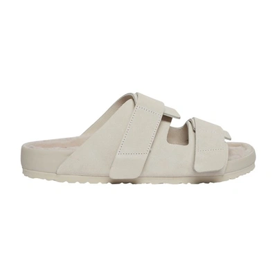 Birkenstock Uji Suede And Leather Slippers In Powder