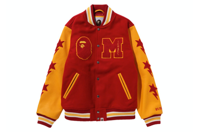 Pre-owned Bape X Michael Jackson Varsity Jacket Red