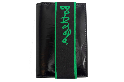 Pre-owned Bottega Veneta Elastic Band Bi-fold Card Case Black / Green