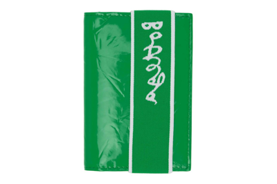 Pre-owned Bottega Veneta Elastic Band Bi-fold Card Case Green / White