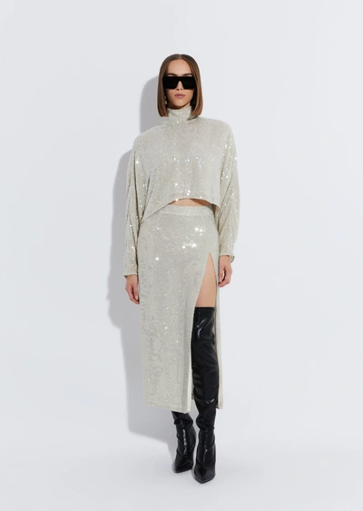 Lapointe Sequin Crop Caftan Top In L