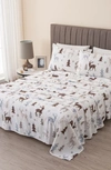 Woven & Weft Turkish Cotton Flannel Sheet Set In Snowy Reindeer