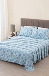 Woven & Weft Turkish Cotton Flannel Sheet Set In Blue Snowflake