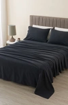 Woven & Weft Cotton Solid Flannel Sheet Set In Black