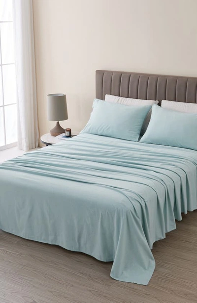 Woven & Weft Cotton Solid Flannel Sheet Set In Light Blue