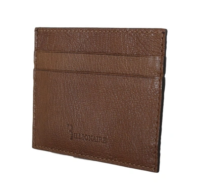 Billionaire Italian Couture Leather Cardholder Men's Wallet In Brown