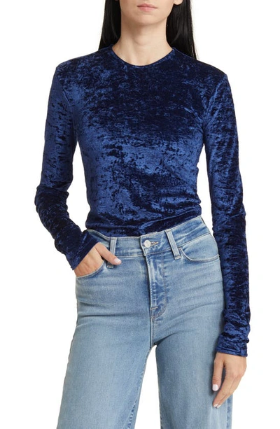 Frame Velvet Long-sleeved Top In Blu Scuro