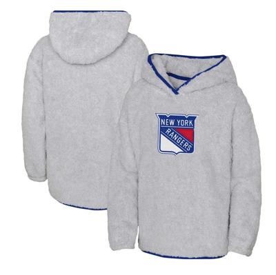 Outerstuff Kids' Girls Youth Heather Gray New York Rangers Ultimate Teddy Fleece Pullover Hoodie