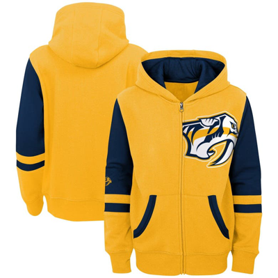 OUTERSTUFF YOUTH GOLD NASHVILLE PREDATORS FACE OFF COLOR BLOCK FULL-ZIP HOODIE