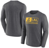 Fanatics Branded Heather Charcoal Los Angeles Lakers Three-point Play T-shirt In Heather Charcoal