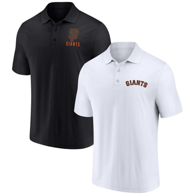 Fanatics Men's  Black, White San Francisco Giants Two-pack Logo Lockup Polo Shirt Set In Black,white