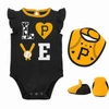 Outerstuff Newborn & Infant Black/gold Pittsburgh Pirates Three-piece Love Of Baseball Bib Bodysuit & Booties S In Black