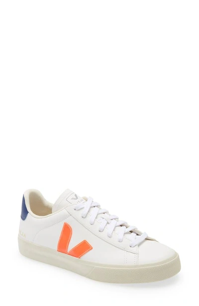Veja Campo Sneaker In Extra White/ Orange/ Cobalt