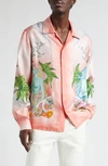 CASABLANCA PEACE & LOVE PRINT SILK TWILL SHIRT