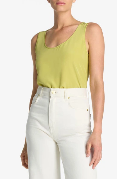 St John Scoop-neck Silk Crepe De Chine Tank Top In Green