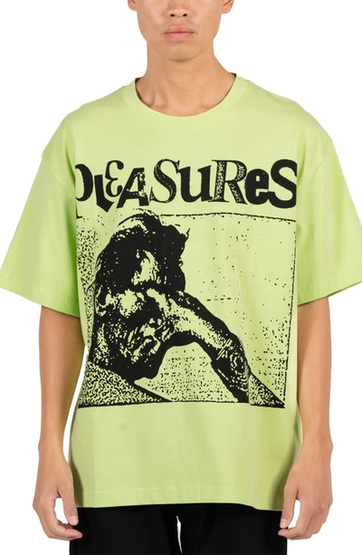 Pleasures Gouge Oversize Graphic T-shirt In Lime