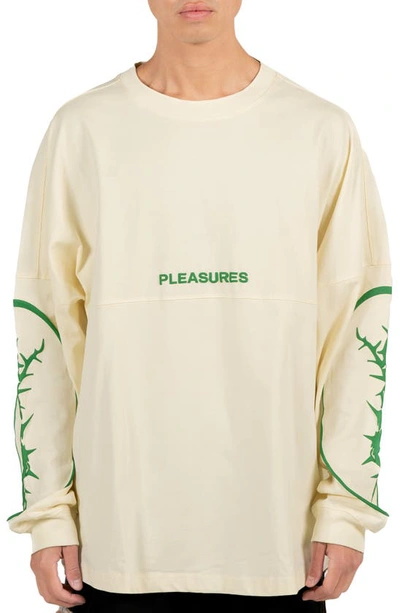 Pleasures Maximize Oversize Long Sleeve Graphic T-shirt In Off White