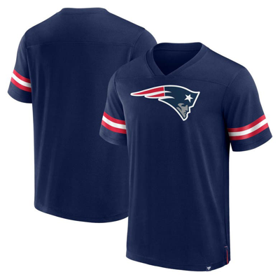 Fanatics Branded  Navy New England Patriots Jersey Tackle V-neck T-shirt