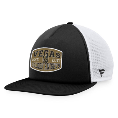 Fanatics Branded Black/white Vegas Golden Knights Foam Front Patch Trucker Snapback Hat In Black,white
