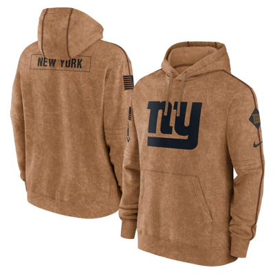 Nike Men's  Brown Distressed New York Giants 2023 Salute To Service Club Pullover Hoodie