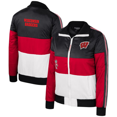 The Wild Collective Red Wisconsin Badgers Color-block Puffer Full-zip Jacket