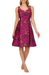 ADRIANNA PAPELL JACQUARD FIT & FLARE DRESS