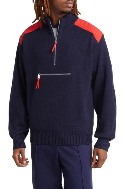 Puma X Noah Cotton Quarter Zip Ski Sweater In Blue