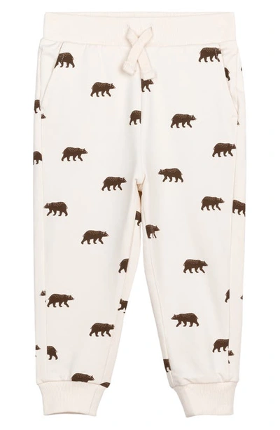 Miles The Label Babies' Grizzly Print Organic Cotton Terry Joggers In Beige
