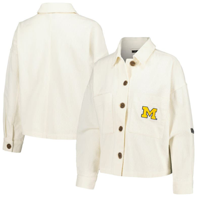 Hype And Vice White Michigan Wolverines Corduroy Button-up Jacket