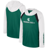 COLOSSEUM YOUTH COLOSSEUM GREEN MICHIGAN STATE SPARTANS EDDIE MULTI-HIT RAGLAN LONG SLEEVE HOODIE T-SHIRT