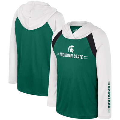 Colosseum Kids' Youth  Green Michigan State Spartans Eddie Multi-hit Raglan Long Sleeve Hoodie T-shirt