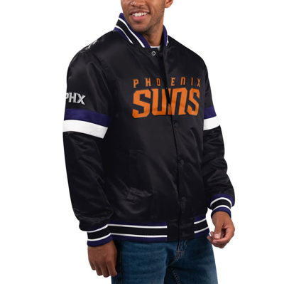 Starter Black Phoenix Suns Home Game Satin Full-snap Varsity Jacket