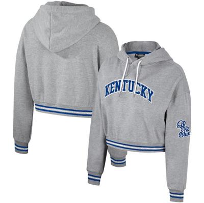 The Wild Collective Heather Gray Kentucky Wildcats Cropped Shimmer Pullover Hoodie