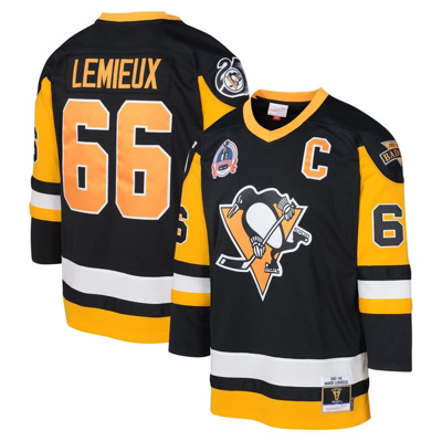 Mitchell & Ness Kids' Youth  Mario Lemieux Black Pittsburgh Penguins 1991-92 Blue Line Player Jersey