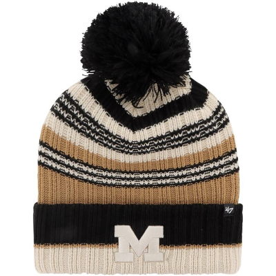 47 ' Khaki Michigan Wolverines Barista Cuffed Knit Hat With Pom