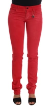 COSTUME NATIONAL COSTUME NATIONAL RED COTTON STRETCH SLIM WOMEN'S JEANS
