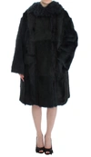 DOLCE & GABBANA DOLCE & GABBANA BLACK GOAT FUR SHEARLING LONG JACKET WOMEN'S COAT