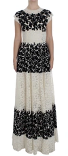 DOLCE & GABBANA DOLCE & GABBANA ELEGANT FLORAL LACE CAP SLEEVE MAXI WOMEN'S DRESS