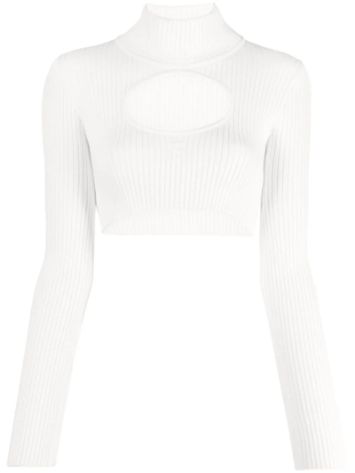 Courrèges Logo-embroidered Cut-out Jumper In White