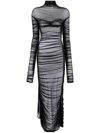 Mugler Fishnet Dress In Black