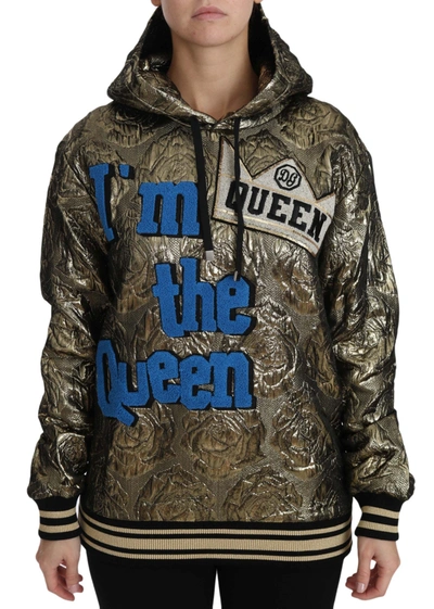 Dolce & Gabbana Im The Queen Jaquard Gold Sweatshirt  Hoodie In Multicolor