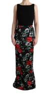 Dolce & Gabbana Multicolor Floral Print Stretch Sheath Long Dress In Multicolor