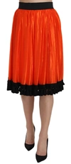 DOLCE & GABBANA DOLCE & GABBANA HIGH-WAIST BLACK &AMP; ORANGE KNEE-LENGTH WOMEN'S SKIRT