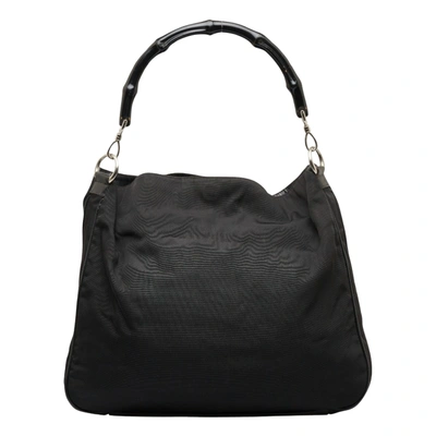 Gucci Bamboo Black Canvas Tote Bag ()