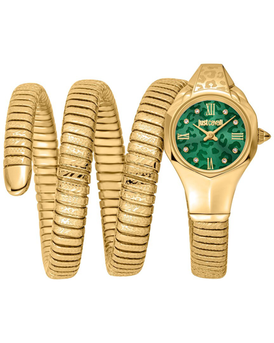Just Cavalli Ravenna Quartz Green Dial Ladies Watch Jc1l271m0035 In Gold Tone / Green / Yellow