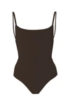 Anemos The Square Neck Open Back One-piece In Espresso