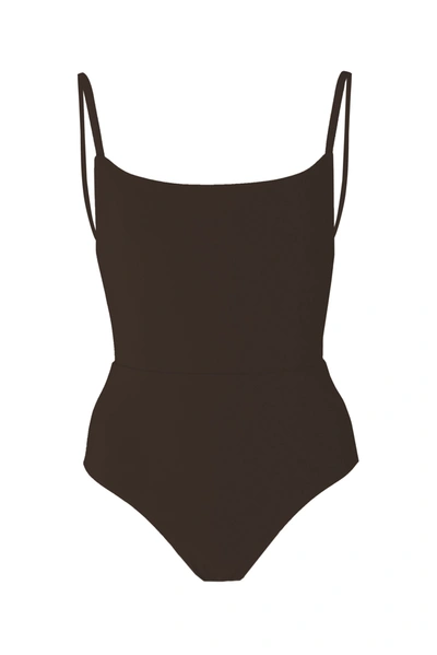 Anemos The Square Neck Open Back One-piece In Espresso