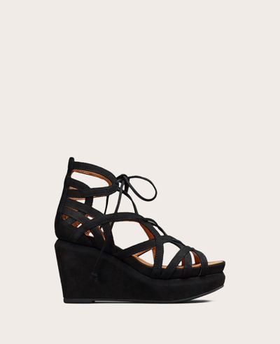 Gentle Souls Joy Lace-up Wedge Sandal In Black