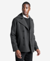 KENNETH COLE WOVEN DOUBLE-BREASTED PEACOAT